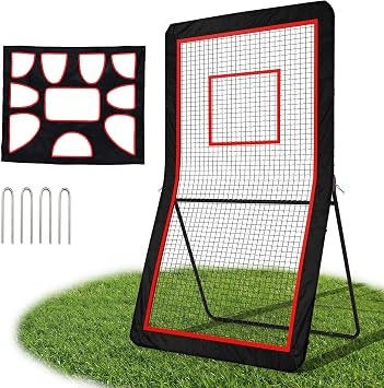 Lacrosse Rebounder with 5 Adjustable Angles & Target Sheet 4x7 FT / 5x7 FT Multi-Sport Rebounder Net for Backyard Training