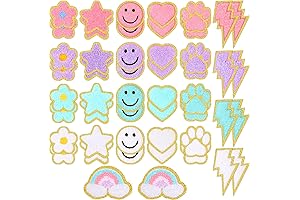 Colorful Stoney Clover Lane-Inspired Sticker Patches | 50-Pack Self-Adhesive Chenille Preppy Patches...