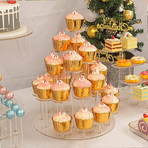 Miniatura 4 de Soporte acrílico para 24 cupcakes, soporte de postre de alta calidad, soporte de exhibición de cupcakes, torre de pastelería, exhibición