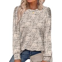 Womens Long Sleeve Shirts 2026 Fall Tunic Tops Crewneck Blouses Print