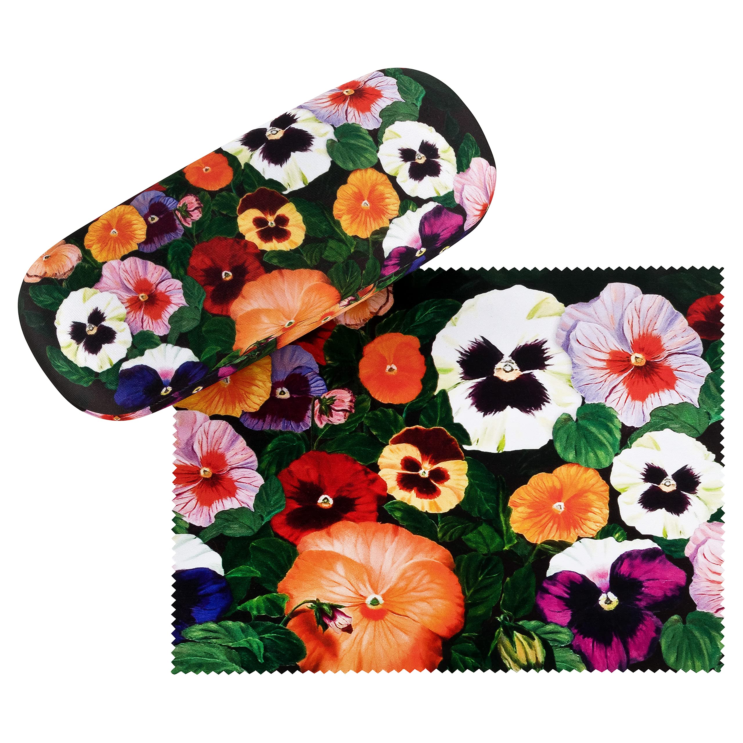 Von Lilienfeld Women's Multicolour Glasses Case Floral Pansies Cleaning Cloth Lightweight Stable Spectacle Motif