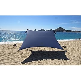 Neso Grande Portable Beach Tent Sun Shelter - Lightweight Beach Shade Canopy - Easy Setup for Family Outings - Patented Reinforced Corners - UPF 50+ Sun Protection - 7ft Tall, 9 x 9ft - Navy