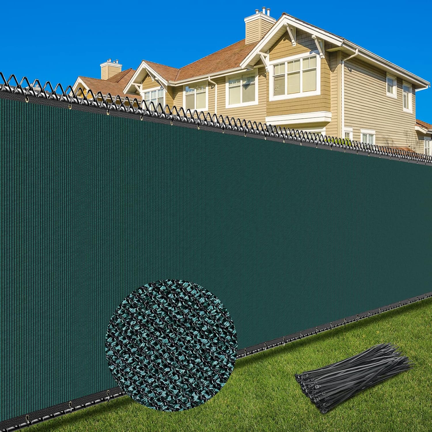 4X50FT Privacy Screen Fence, Heavy Duty Fencing Shade Cover, 170GSM 90% Blockage Mesh Shade Net for Wall Garden Yard Backyard (4 ft X 50 ft, Dark Green)