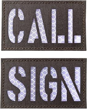 2 Pack Custom 2x3.5 inch Reflective Call Sign Laser Cut Patch Ranger Green