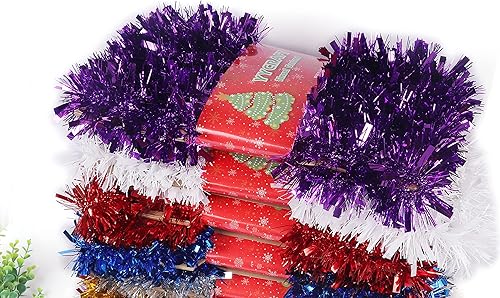 Miniatura 7 de YYCRAFT Guirnalda de oropel metálico real para árbol de Navidad, 3 pulgadas x 10 yardas