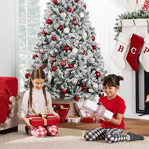 Miniatura 4 de Best Choice Products Árbol de Navidad artificial flocado, pino sin iluminación de alta calidad de 9 pies con ramas completas, soporte de metal