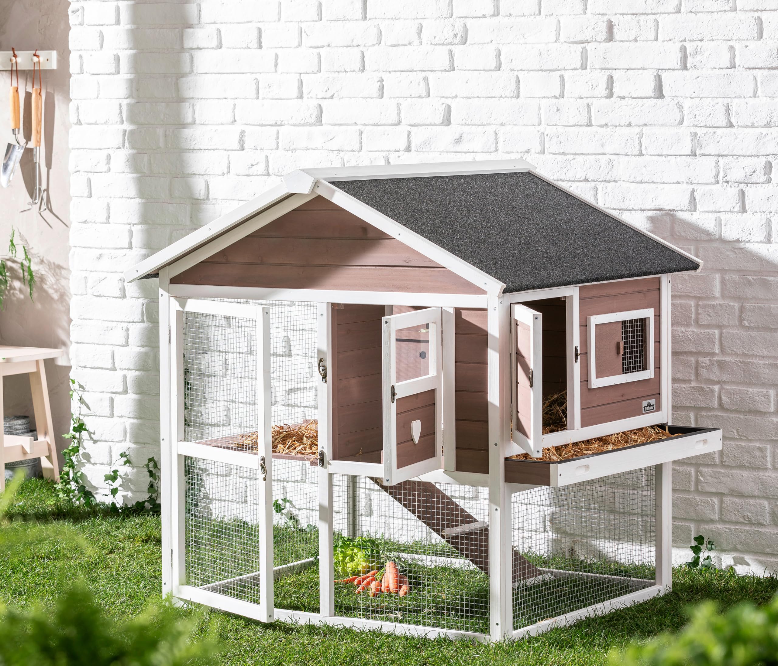 Dehner Nagerheim Happy Home Castel, ca. 108 x 103 x 106 cm, Tannenholz, weiß/hellbraun