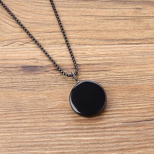 Miniatura 5 de COAI Collar de árbol de la vida con piedra negra de obsidiana