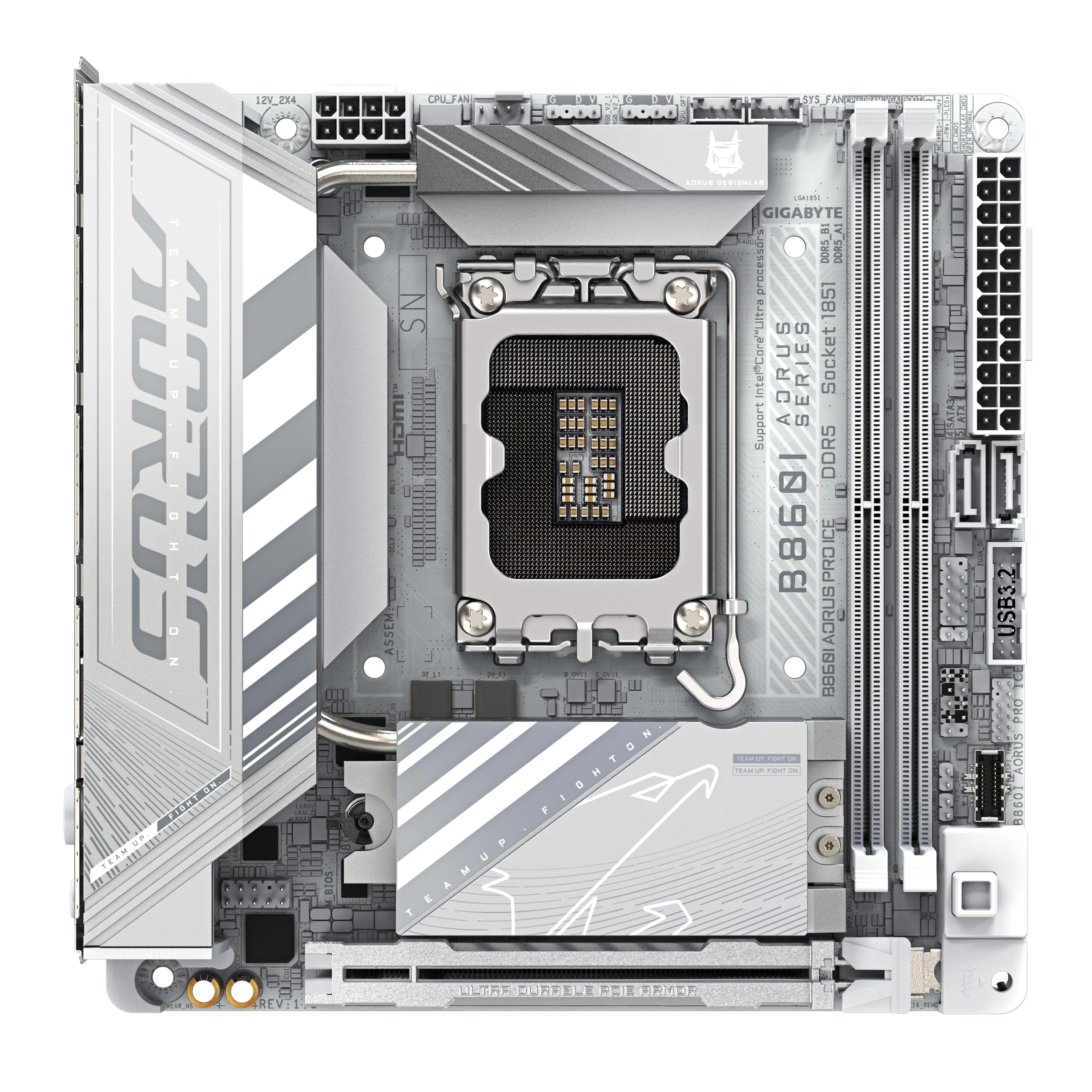 GIGABYTE Płyta główna B860I AORUS PRO ICE - Procesory z serii Intel Core Ultra, 8+1+2+1 fazy VRM, do 9200 MHz DDR5, 1 x PCIe 5.0 + 1 x PCIe 4.0 M.2, 2.5 GbE LAN, WIFI 7, Thunderbolt 4