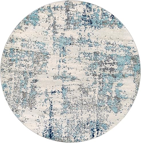Vista 60 de Artistic Weavers Arti - Alfombra abstracta moderna de 5 pies, 3 pulgadas, Redonda, Aguamarina/coral Agua / coral