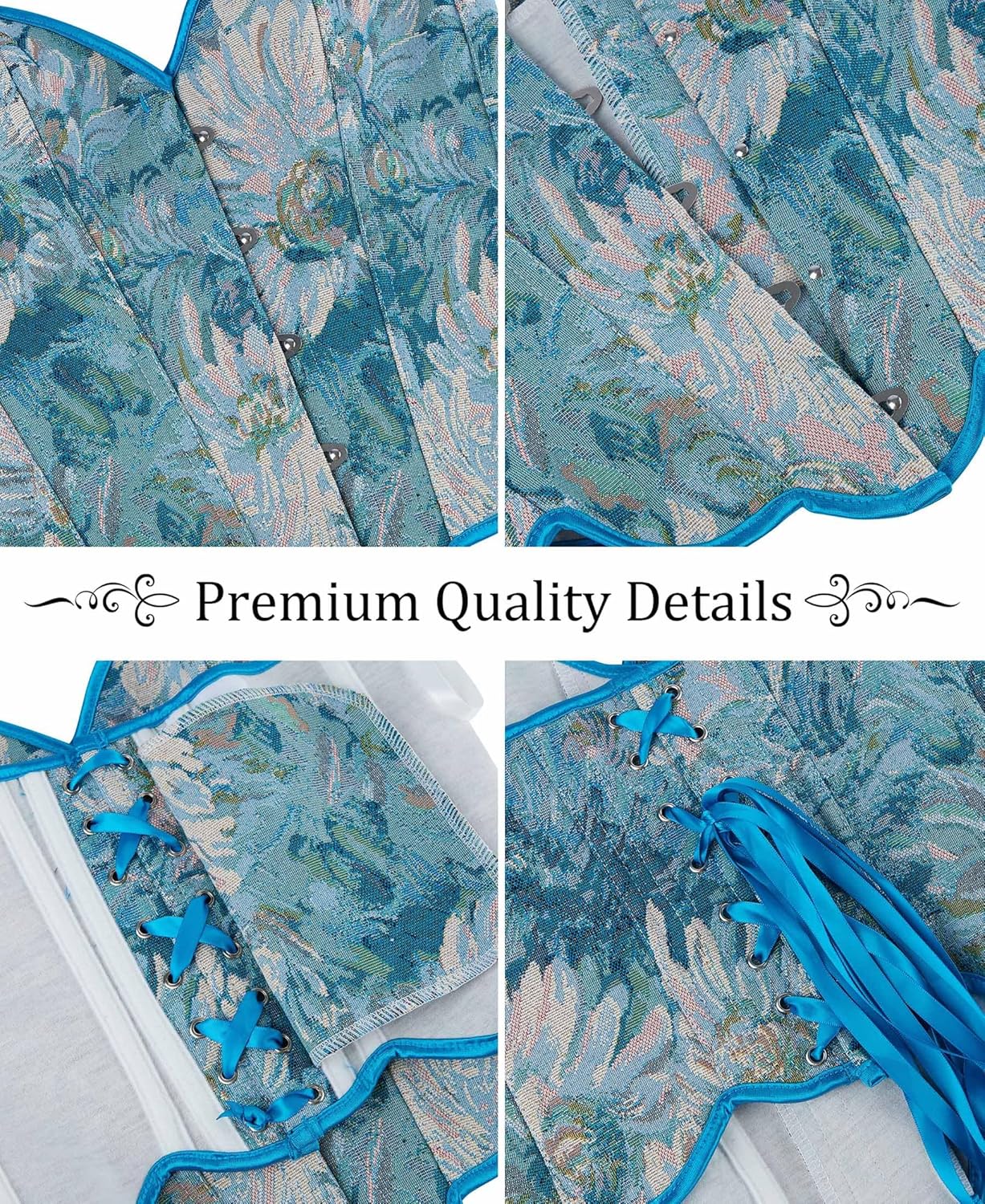 Dreay Womens Vintage Corset Bustier Lace Up Boned Overbust Corset Shapewear Top Renaissance Corset Tops for Women - Image 4