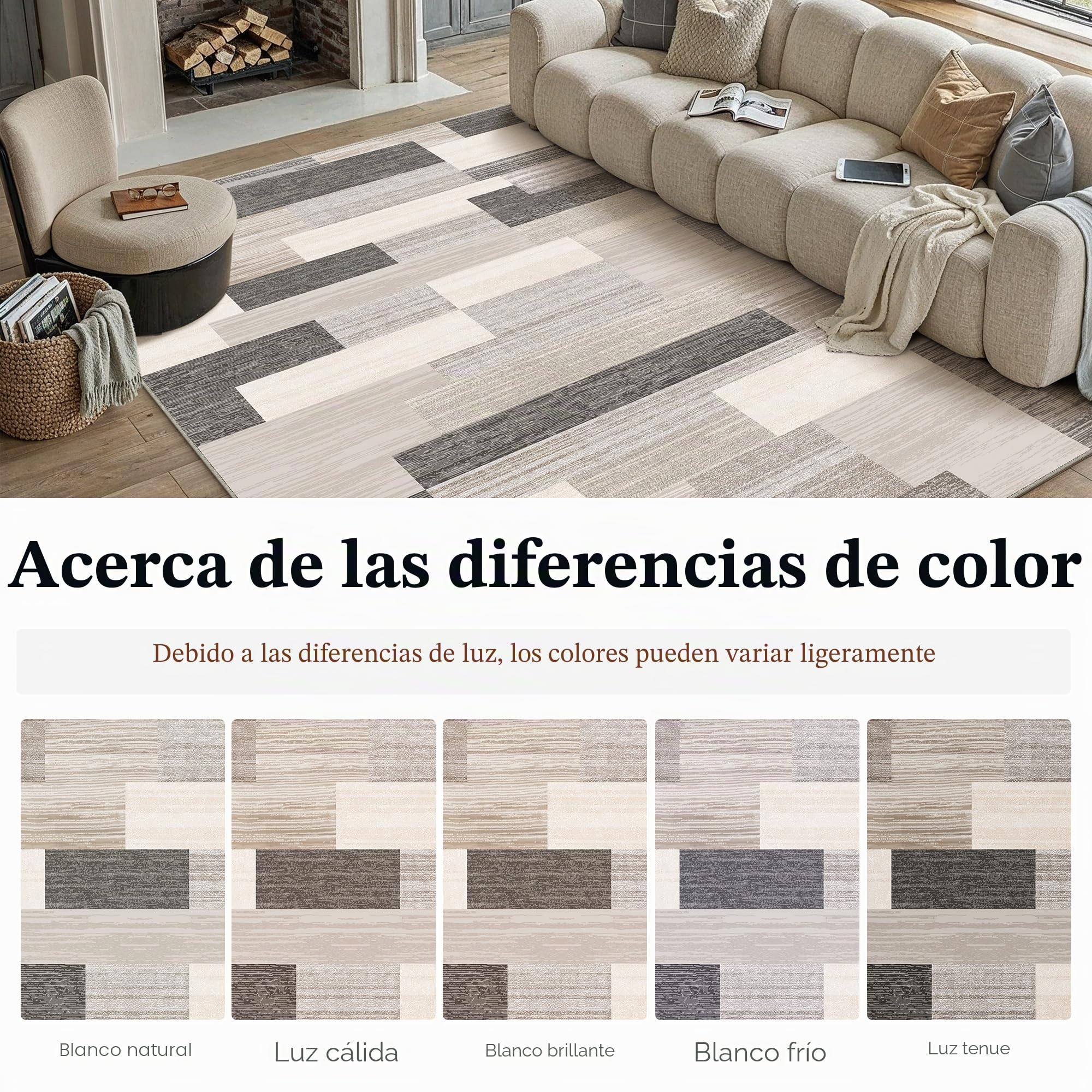 PureCozy Alfombra Salon 200x300cm Beige Lavable | Alfombras, Habitacion, Antideslizante, Lavable Lavadora, Moderna, Carpete, Dormitorio, Comedor, Pelo Corto