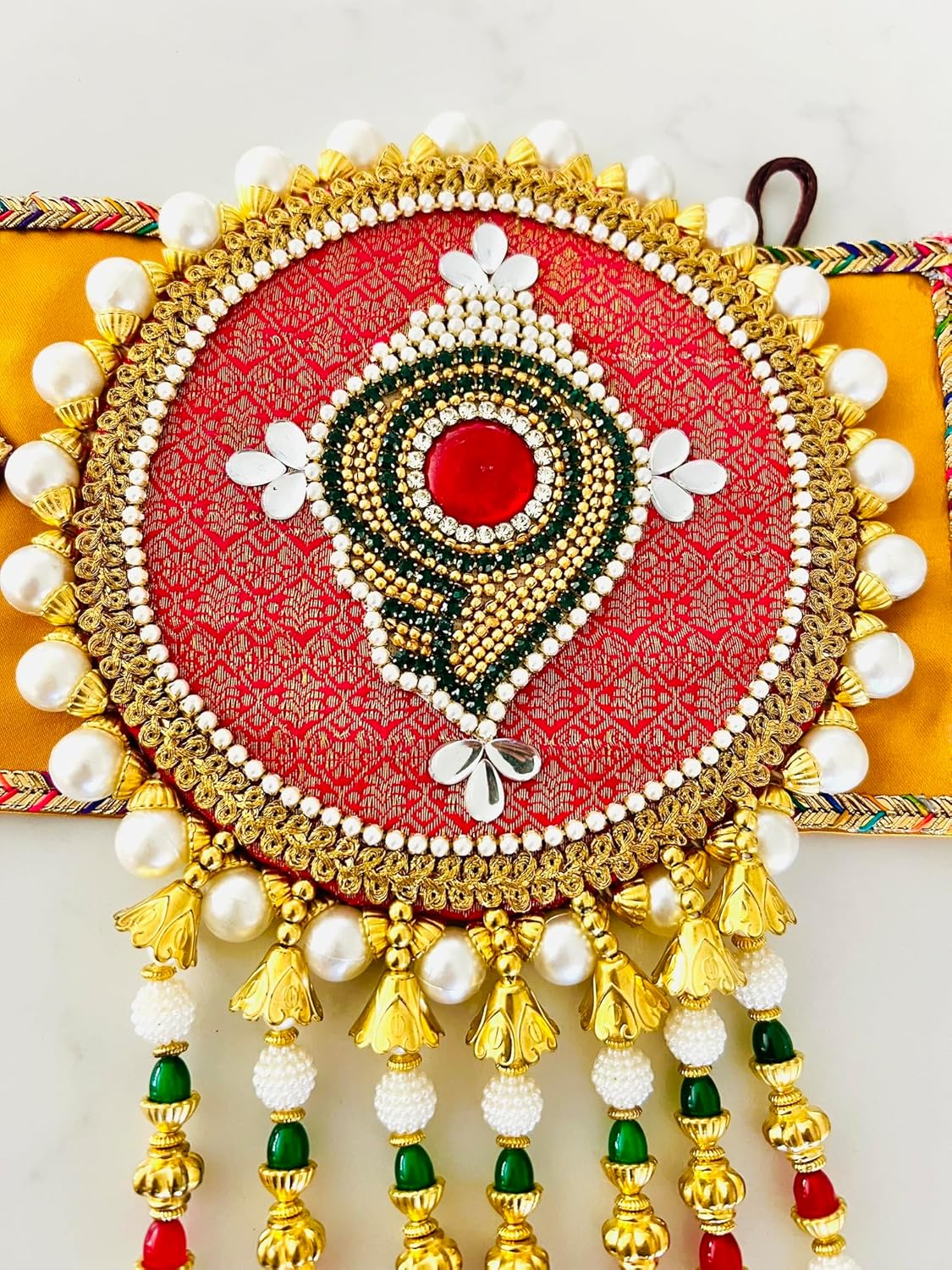 AdiKala Creations | Handcrafted Toran/Toranam for Door & Indian Puja Decorations | Wall Hanging | Bandhanwar for Home, Mandir, Housewarming, Diwali Decorations (ACTRNDN009, 42 Inches)