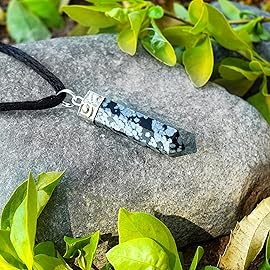 Snowflake Obsidian Necklace - Natural Healing Crystal Pendant for Protection, Balance & Grounding | Raw Stone Jewelry for Men & Women | Spiritual Chakra Necklace for Meditation, Reiki & Energy Work