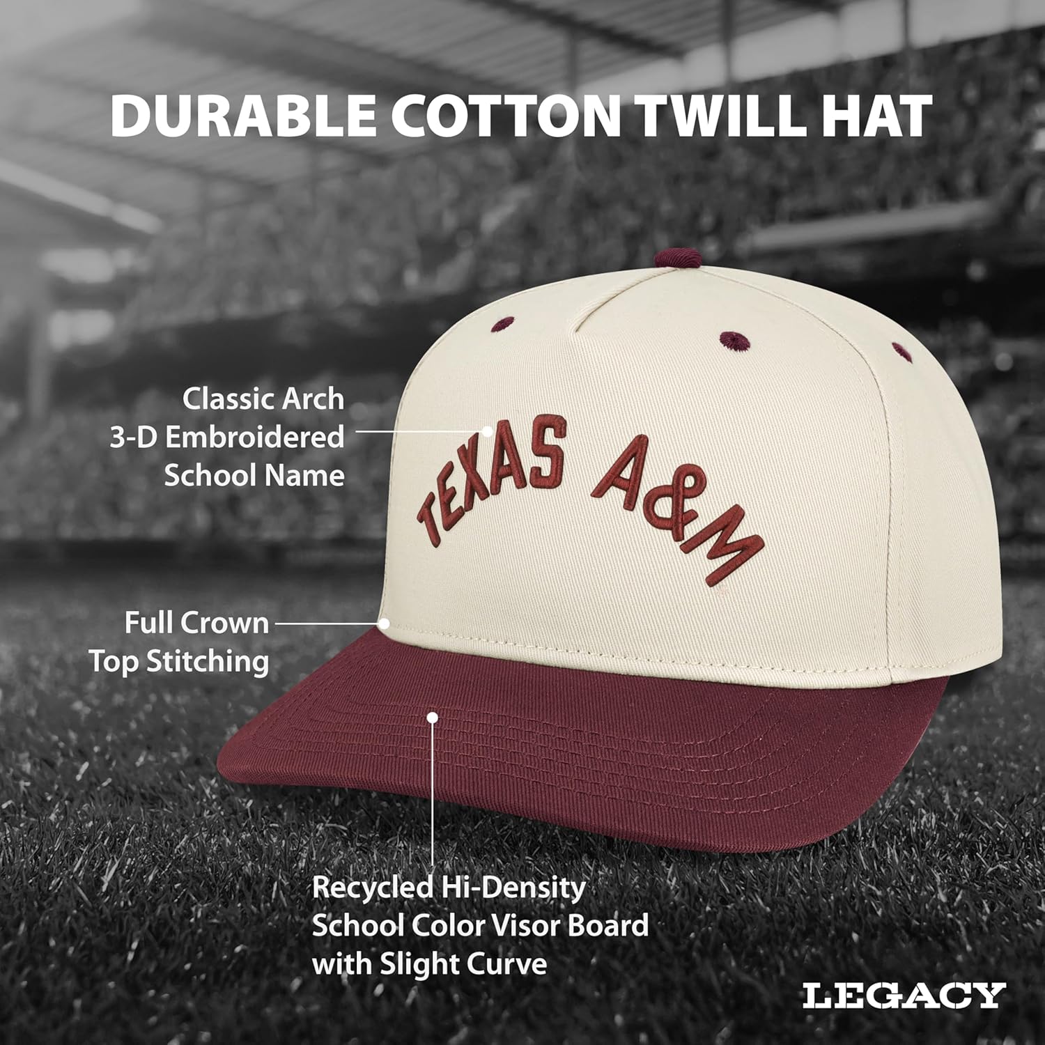 Legacy NCAA Officially Licensed Baseball Hat, Lightweight Cap for Men & Women, HTA, One Size Fits Most, Adjustable Closure - Image 3