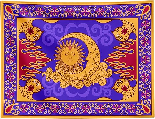 MINAKO Tapiz mágico para colgar en la pared, tapiz de pared de sol y luna para dormitorio, maravillosa alfombra mágica voladora, divertida cara