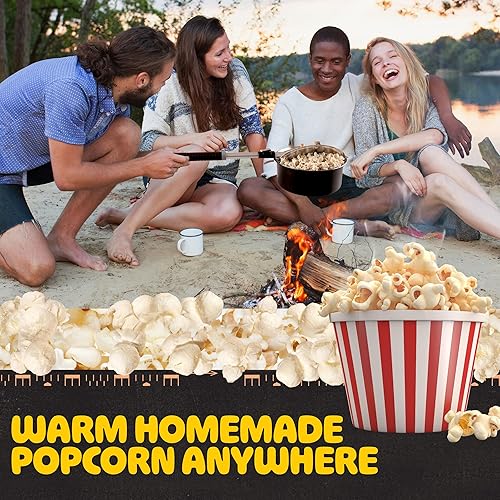 Miniatura 5 de Great Northern Popcorn Popper - Máquina de palomitas de maíz a la antigua con mango telescópico - Equipo de camping (negro)