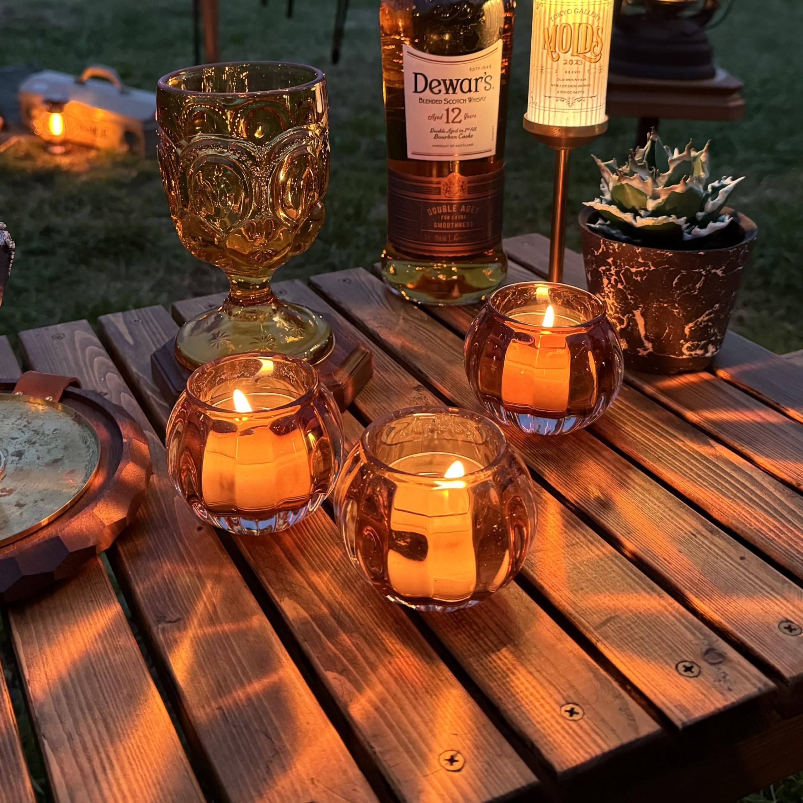 Amazon.co.jp: LOOPLE Outdoor Candles, Globe Glass, Amber