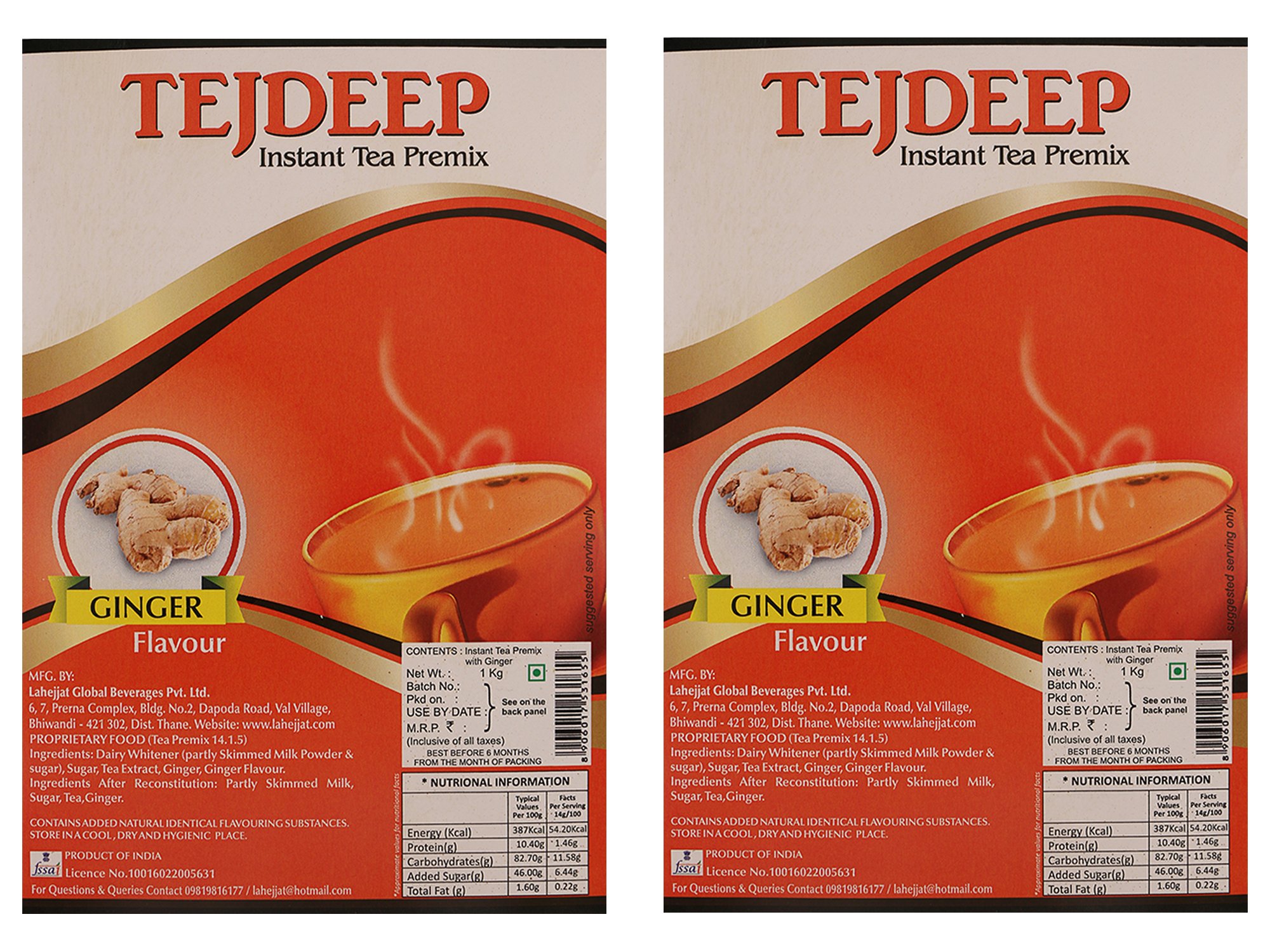 Tejdeep Ginger Flavour Instant Tea Premix, 2000 g (B07944GTLV) Amazon Price History, Amazon Price Tracker