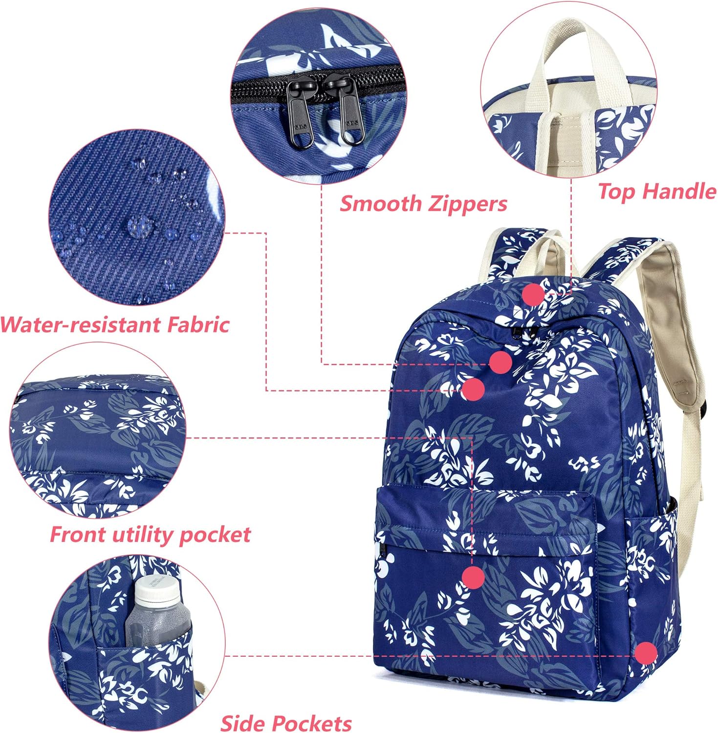 Nеw Arrіvаlѕ Leaper Water-Resistant Floral School Backpack for Girls Lunch Bag Purse Black 2