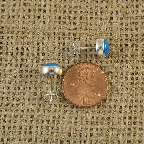 Vista 84 de Sterling Silver Black Onyx Handmade Round Stud Earrings for Women & Men - 9mm Black Onyx Cabochon