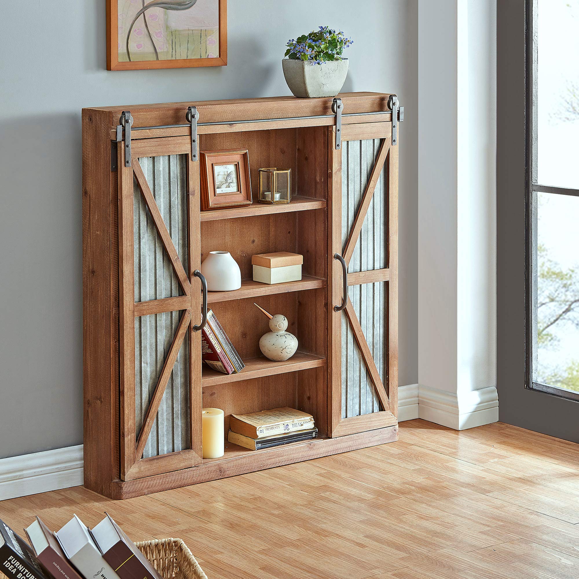 FirsTime & Co.® Westerly Farmhouse Barn Door Cabinet, Rustic Brown, 34 x 5.5 x 33 , , 34 inches
