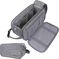 Vista 12 de PAVILIA Neceser para hombres, artículos esenciales de viaje, kit de afeitado, bolsa de viaje, organizador de artículos de tocador, bolsa de Marrón
