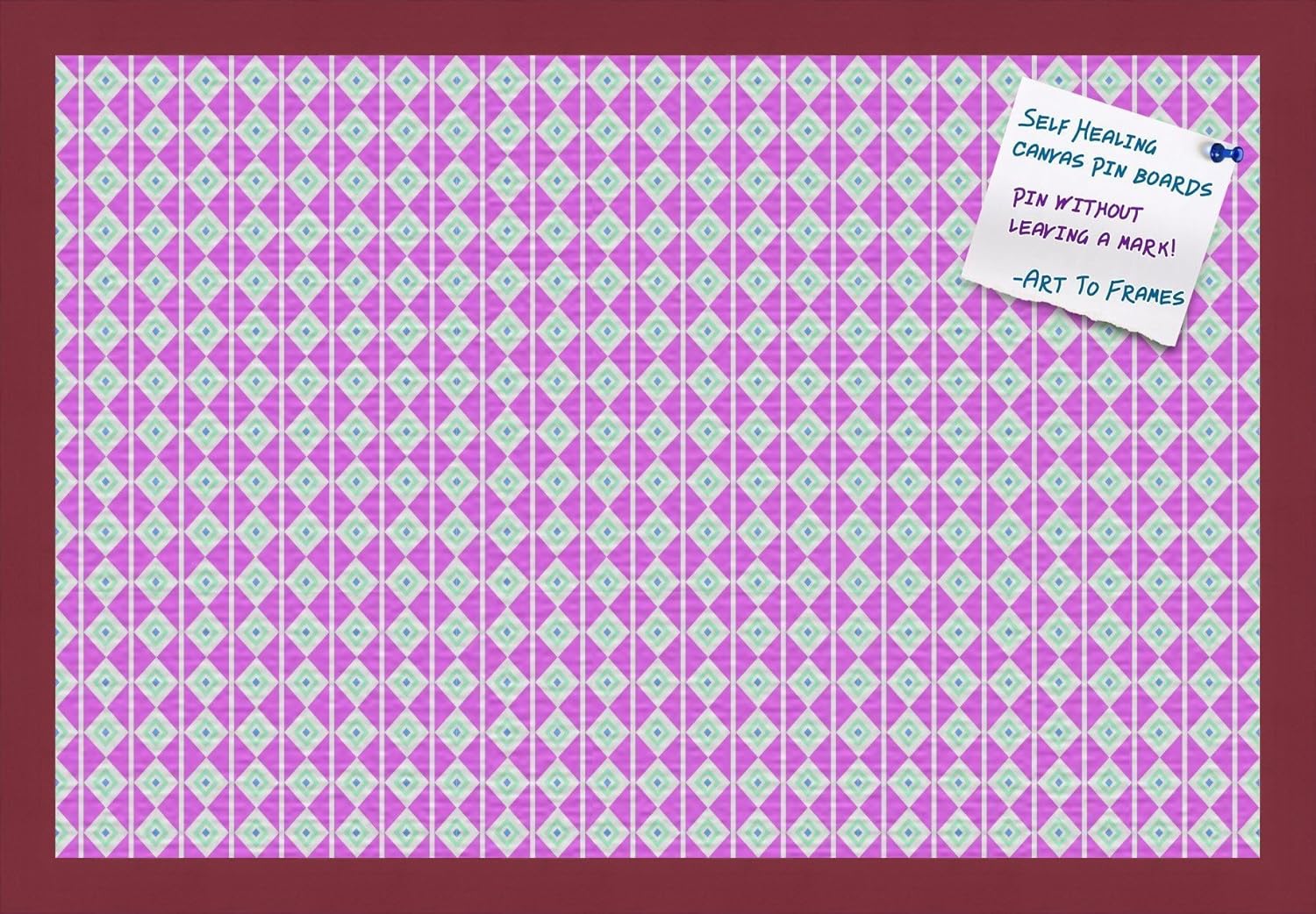 PinPix Decorative pin Cork Bulletin Board Made from self-Healing Canvas, Vivid Pattern Printed at 24x16 Inches and Framed in Red Stain on Beech(WOM56673)