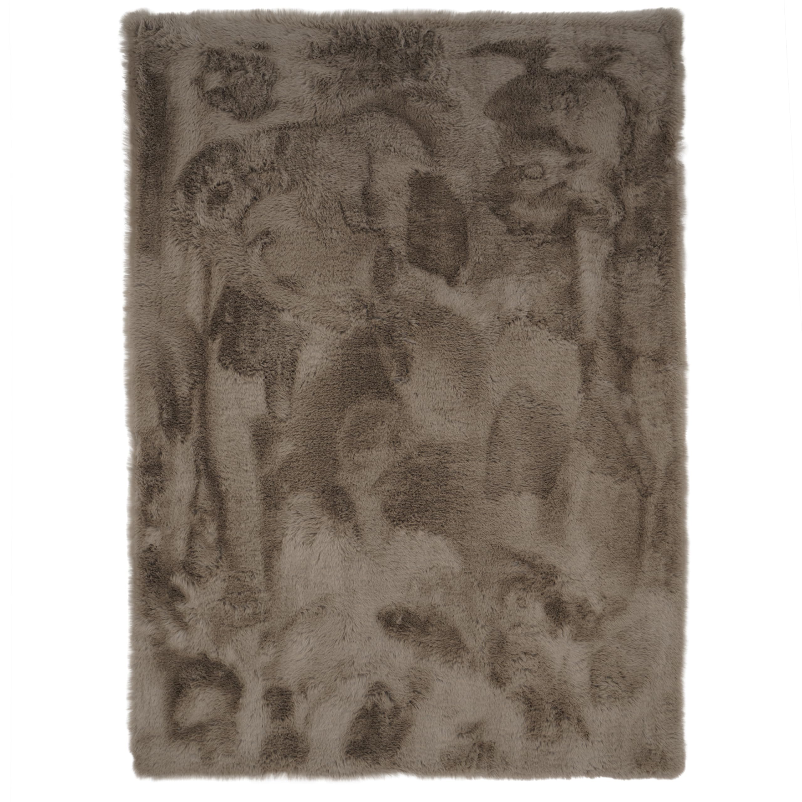 Heaven Fellteppich 230x340 Taupe Teppich Supersoft 50 mm Höhe Soft weich Hasenfell Imitat beige braun Wohnzimmerteppich Kinderzimmerteppich Küchenteppich Flurteppich