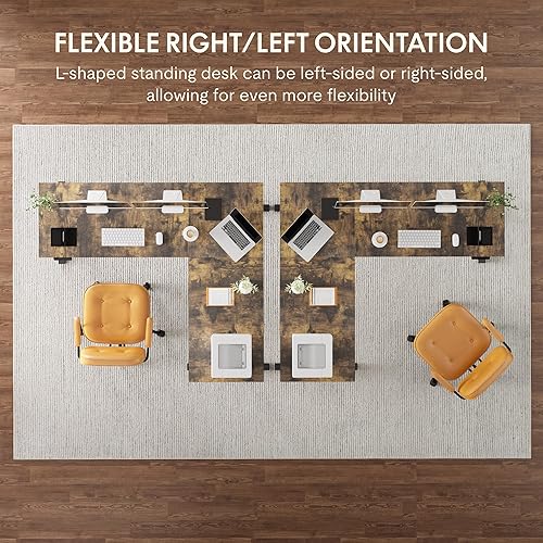 Miniatura 41 de FLEXISPOT Escritorio de esquina profesional con motor dual en forma de L, escritorio eléctrico de pie, escritorio de pie con altura ajustable, mesa