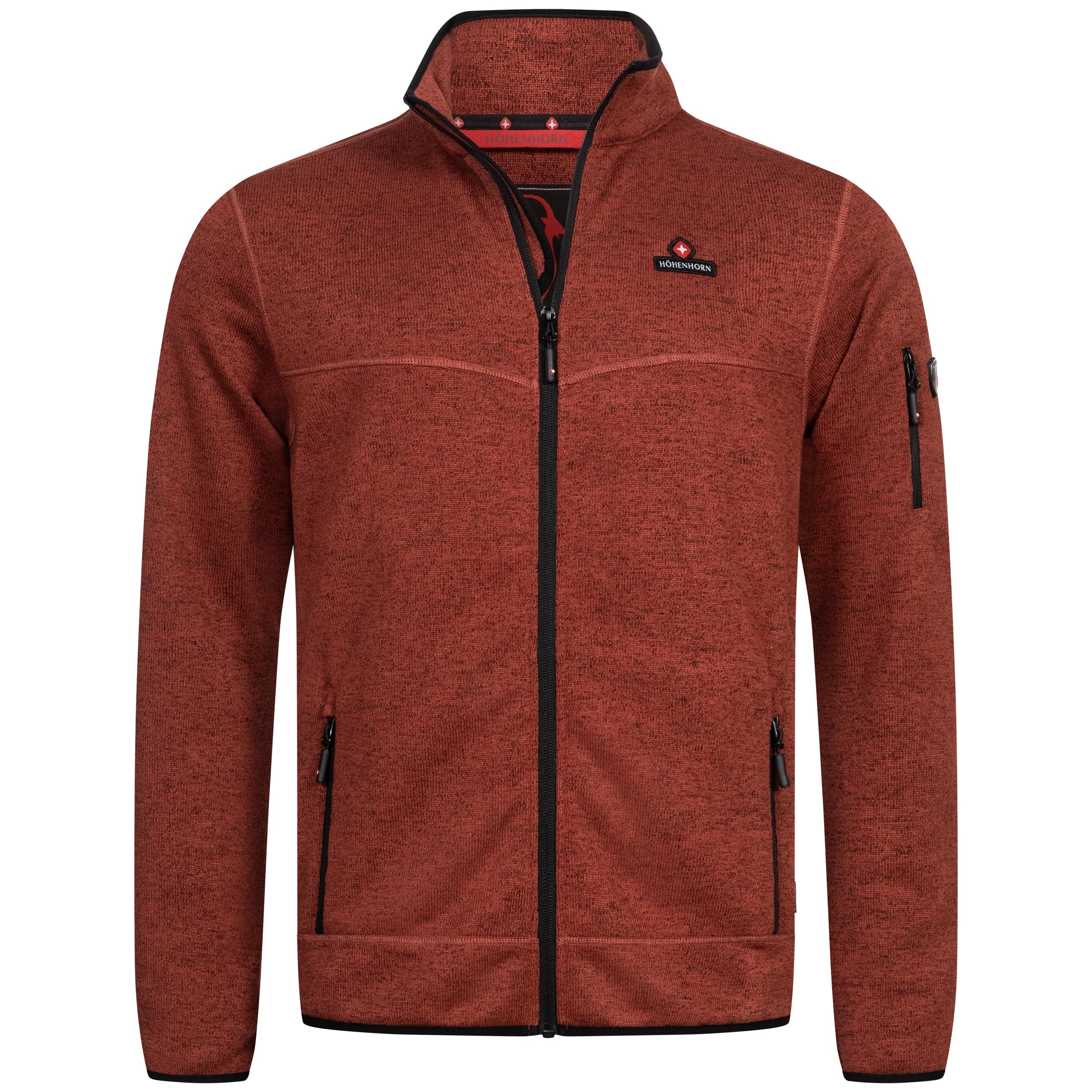 Höhenhorn Tacul Veste en tricot pour homme avec intérieur en polaire tricotée et col montant chaud en plusieurs couleurs Tailles S à 3XL, rouge, L