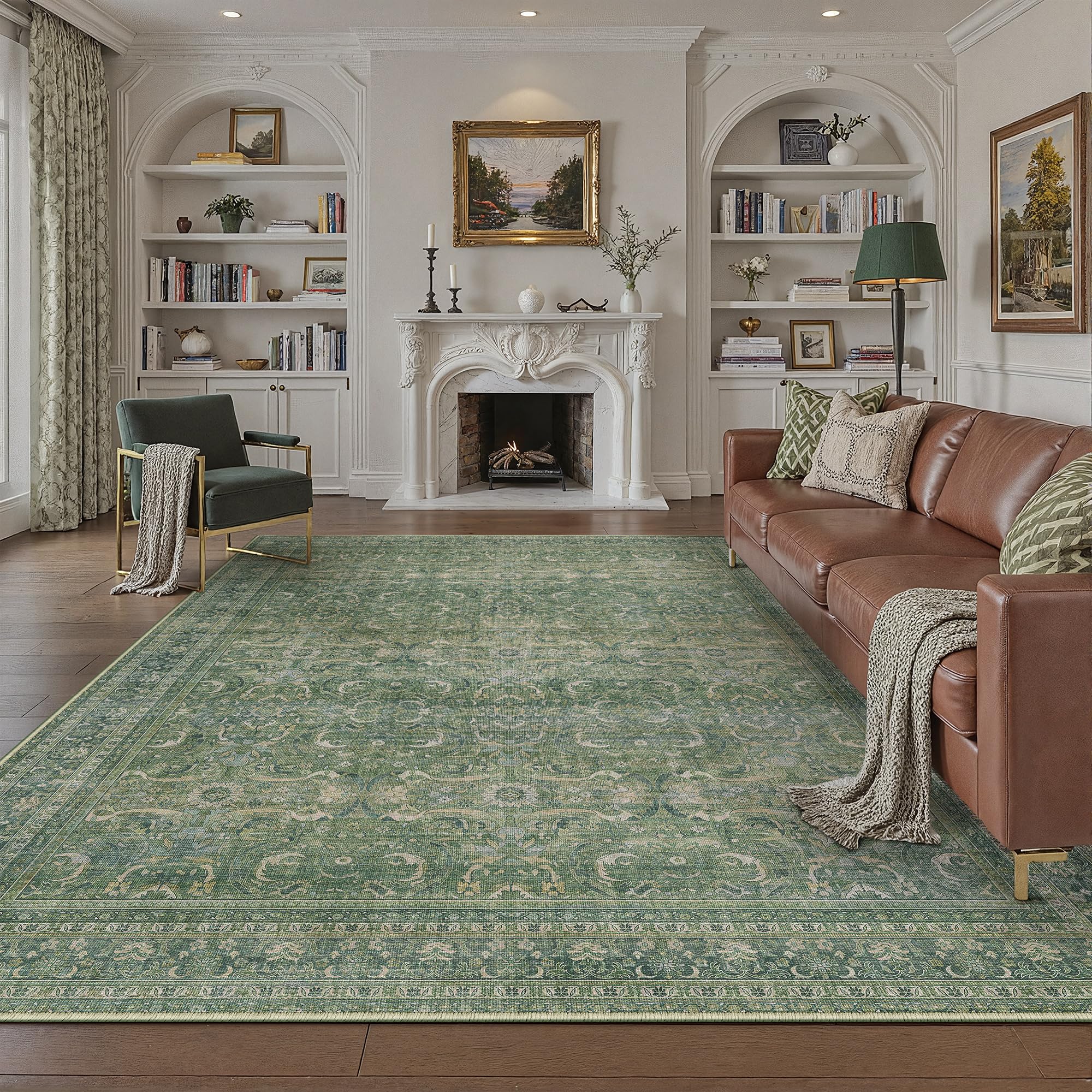 Tapis Lavable 300x400cm avec Dossier Antidérapant pour Salon et Chambre
