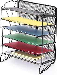CAXXA Stackable 6 Compartment Mesh Tray Desktop Organizer Document Letter Paper File Tray Sorter | Office and Home, Black - coolthings.us