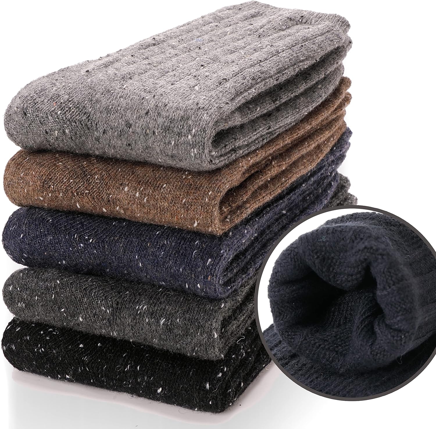 Sandsuced 5 Pack Merino Wool Boot Hiking Socks for Women Warm Winter Thick Thermal Cozy Work Soft Ladies Socks - Image 3