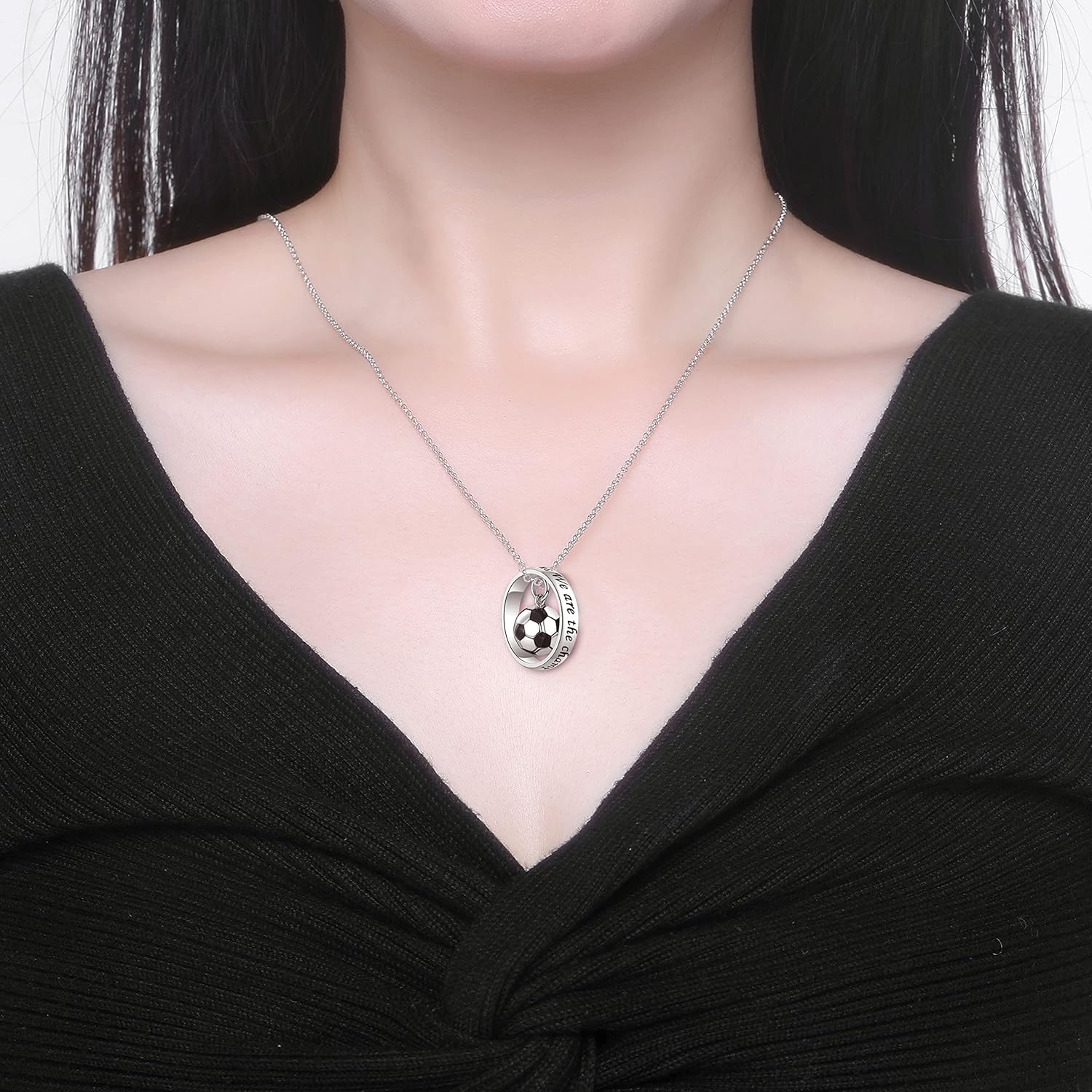 ZOEXUE 3D Soccer Necklace: Sterling Silver Jewelry Gifts for Women Men - World Cup Circle of Life Football Pendant Charm Ball for Soccer Lovers and Fans - Image 5