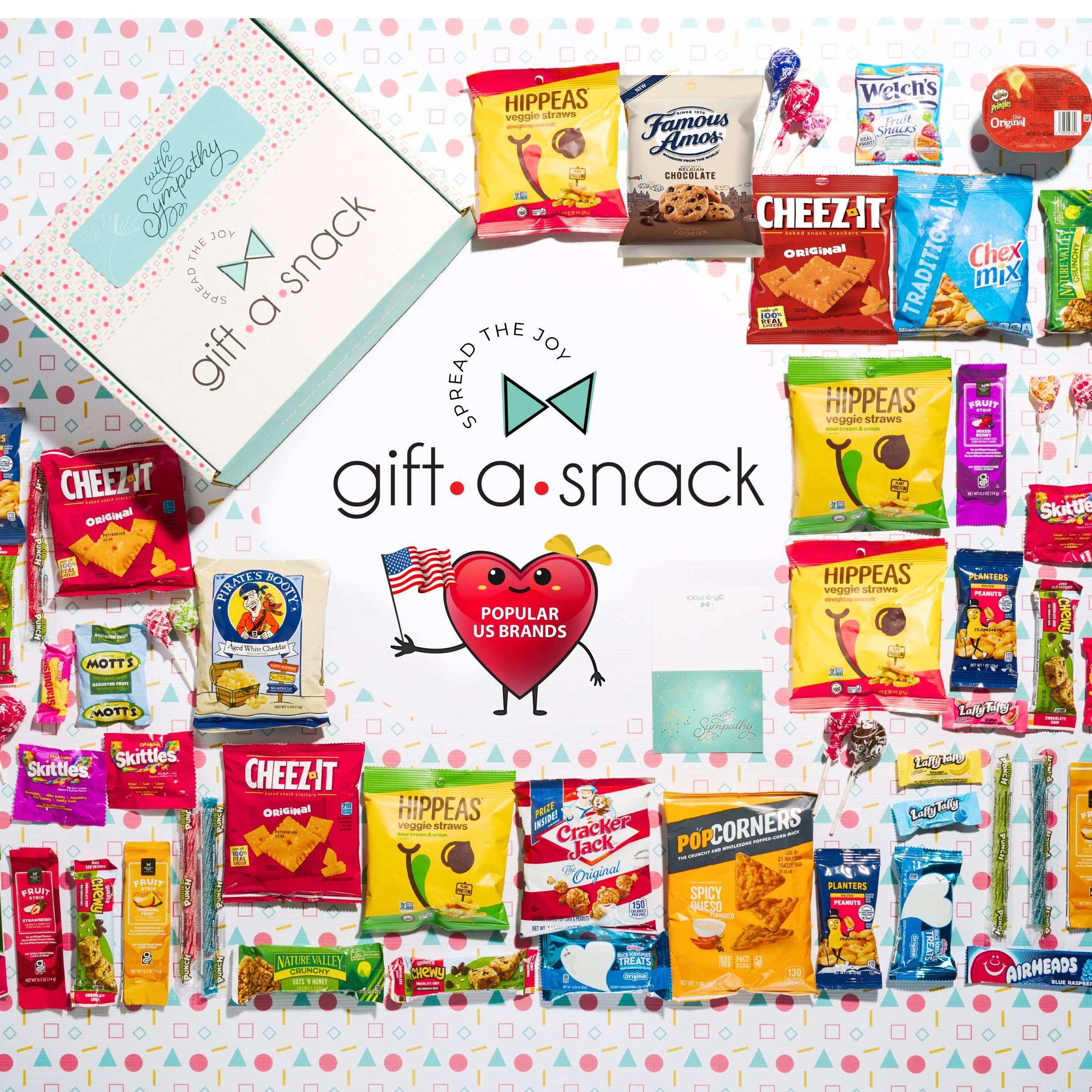 Gift A Snack - Sympathy Snack Box Care Package + Greeting Card (45 Count) Condolence for Loss of Loved One, Dog Pet Cat Memorial Sweet Treats Gift Basket - Office Food Assortments