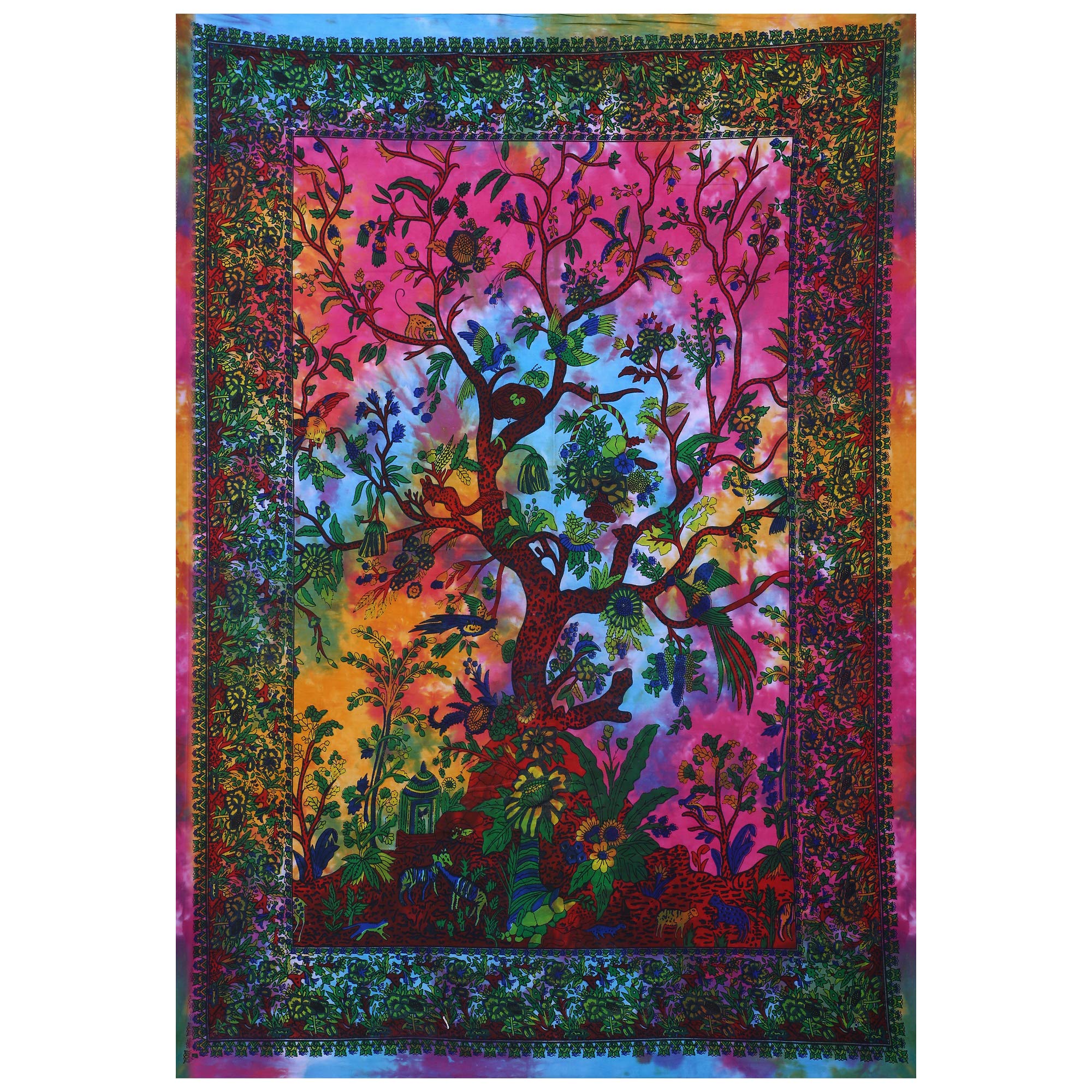 THE ART BOX Tapestry Rainbow Tree of Life Wall Hanging Psychedelic Tapestries Indian Cotton Poster Picnic Sheet Wall Decor Blanket Wall Art Hippie Bedroom Décor (Small, 30x40 Inch) Similar Image