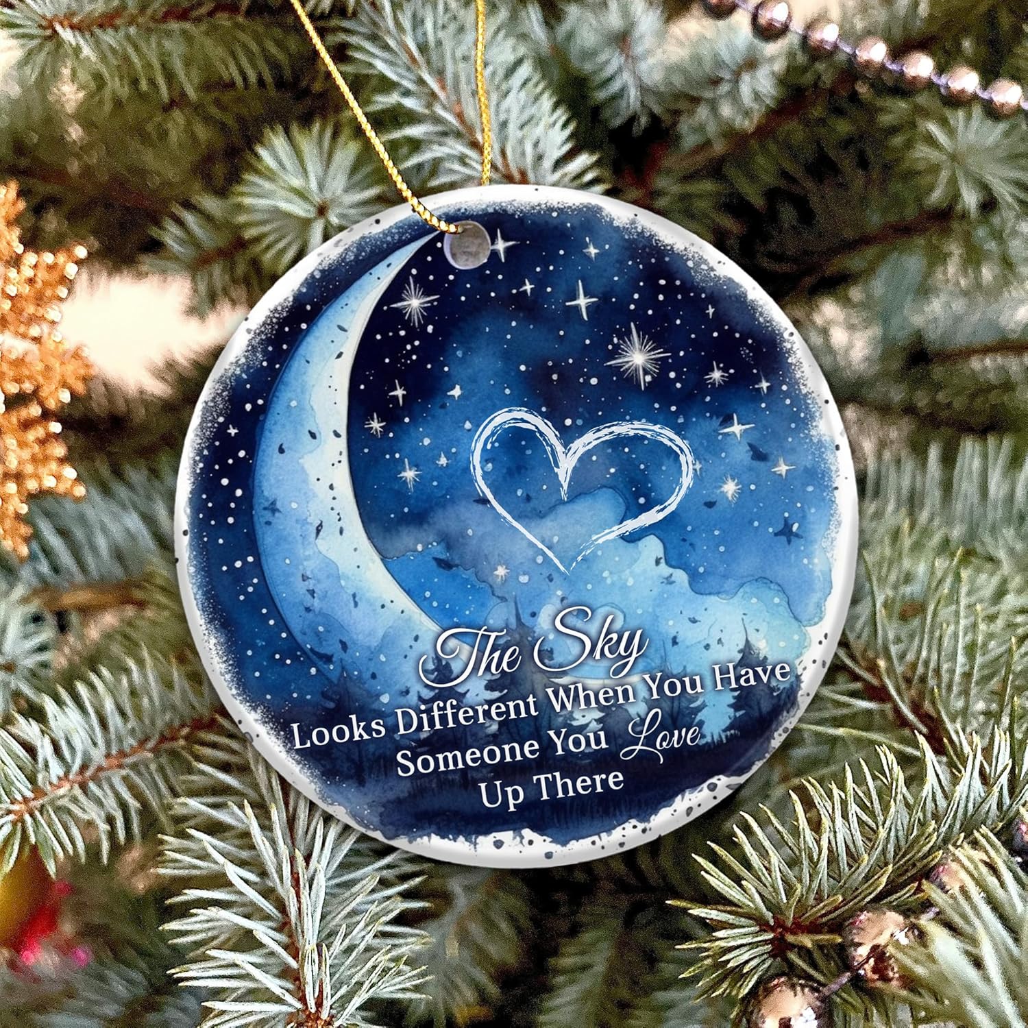 Memorial Ornament 2025 – “The Sky Looks Different When You Have Someone You Love Up There” – Bereavement Sympathy Keepsake Ornament for Loss of Loved One, Remembrance Gift for Family & Friends - Image 3