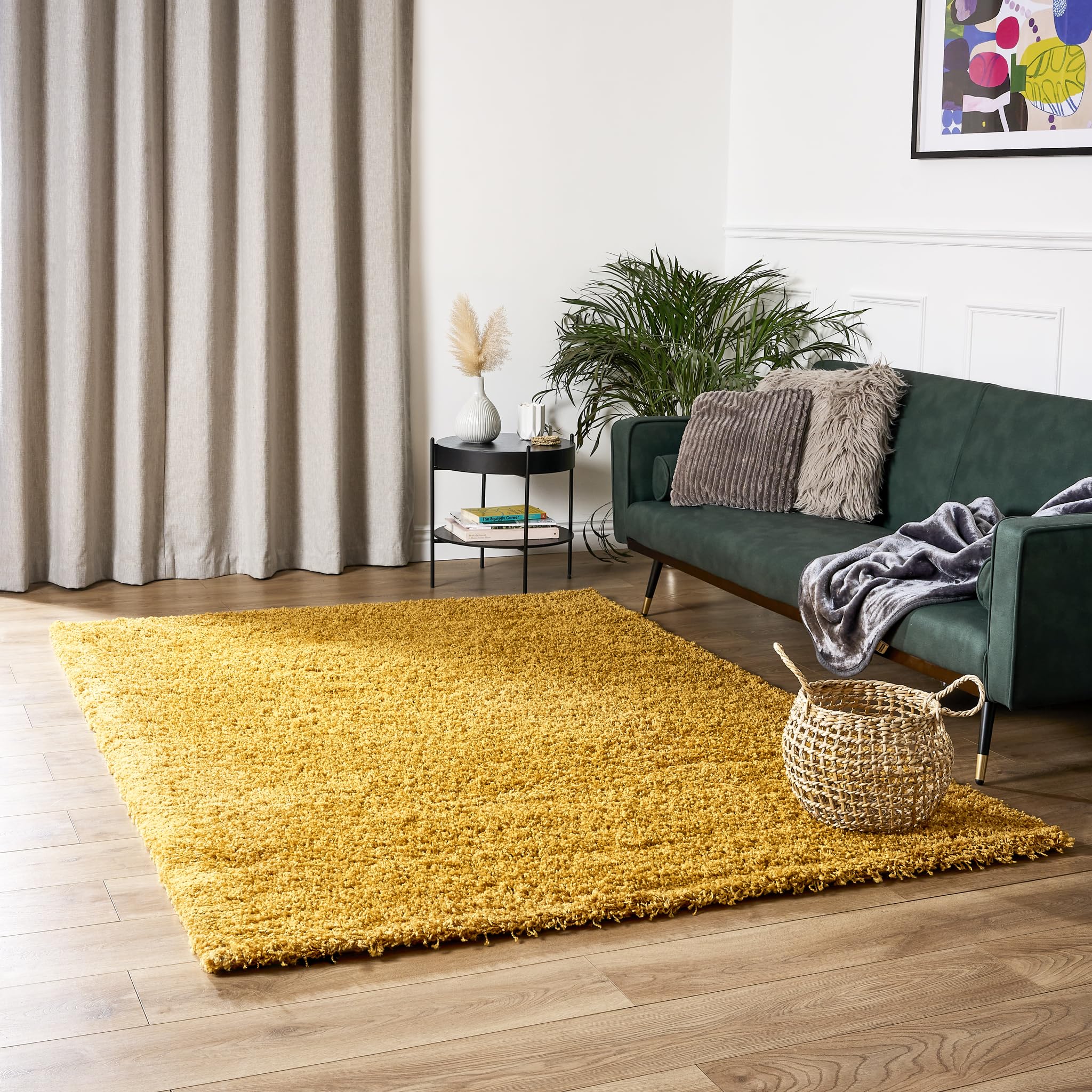 Bravich Navy Blue Shaggy Rug 80 x 150cm (2'7" x 4'11") 5cm Pile Medium Thick Fluffy Living Room Hessian Backed Washable — view 10
