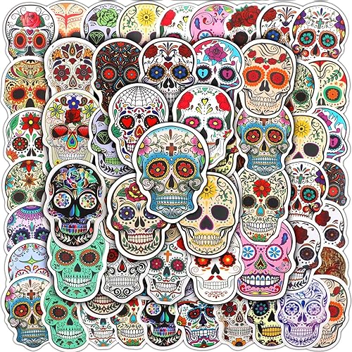 Miniatura 1 de Engrowtic 300 calcomanías de calavera Dia De Los Muertos Mexicano Día de Muertos, calcomanías de vinilo impermeable de calavera de azúcar para