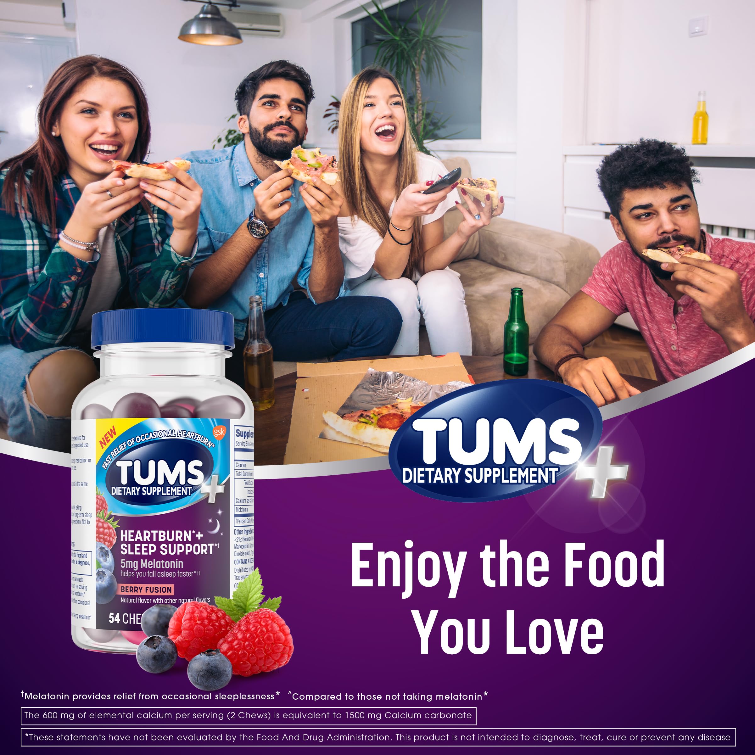 TUMS Chewy Bites Antacid Tablets Plus Sleep Support, Berry Fusion, 54 Count — Amazon image 7
