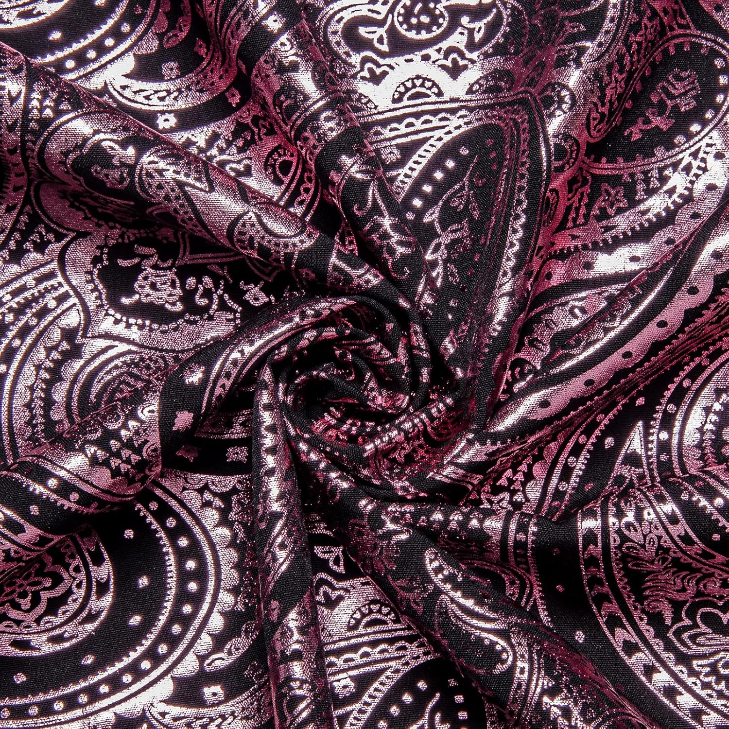 DiBanGu Mens Paisley Dress Shirt Luxury Printed Long Sleeve Button Down Shirts Regular Fit Shiny Shirts for Wedding Prom - Image 6