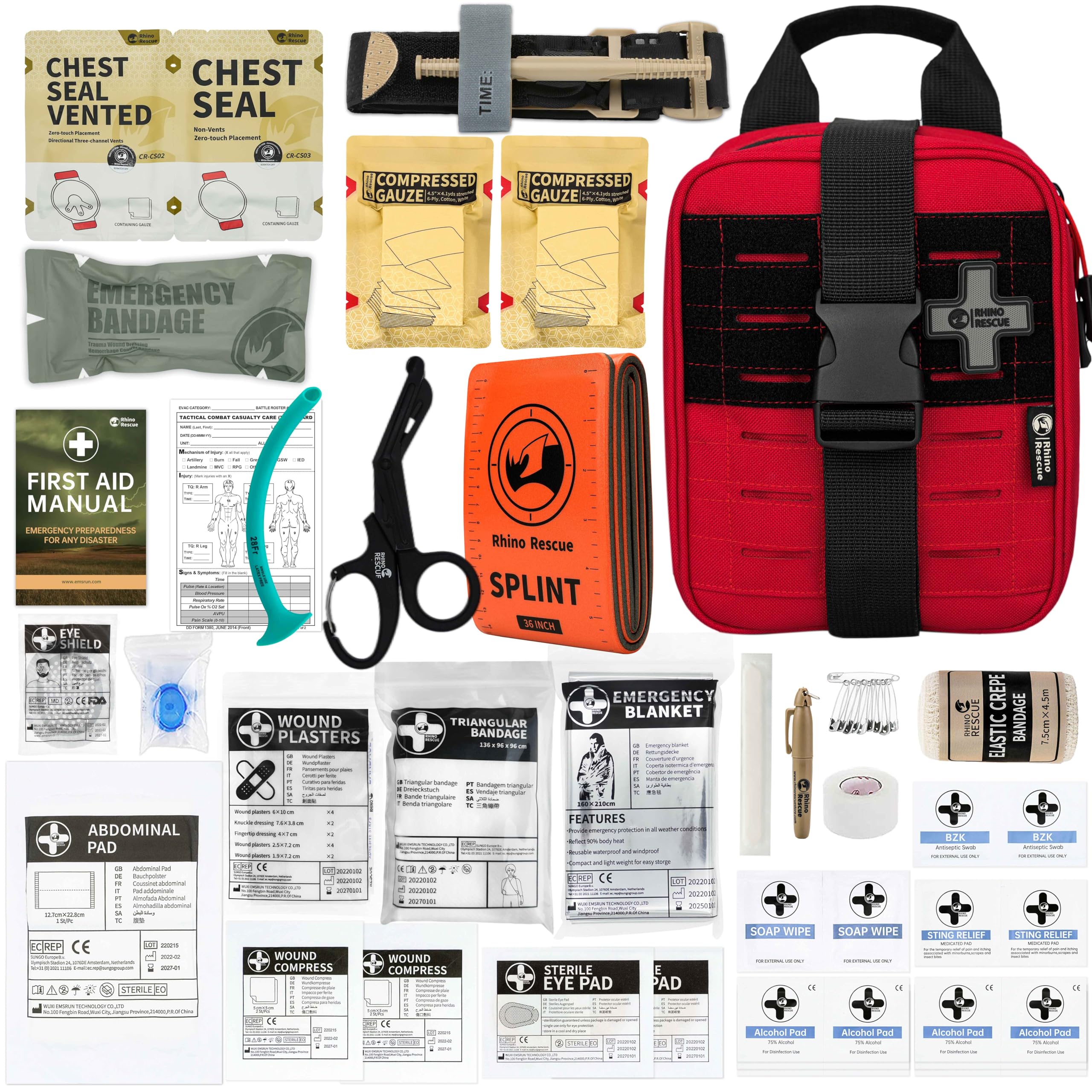 First Aid Kit, Molle IFAK Medical Pouch for Tactical, Car, Camping, Travel, Hiking, Red