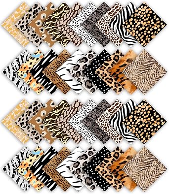 Soimoi Animal Skin Print Precut 5-inch Cotton Fabric Quilting Squares Charm Pack DIY Patchwork Sewing Craft