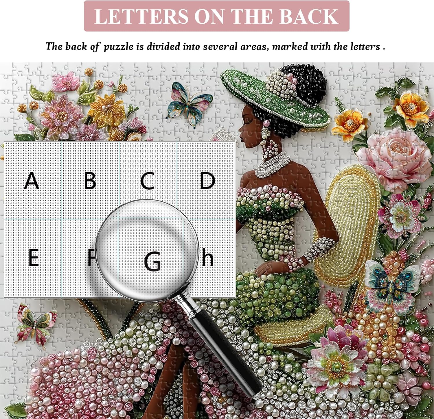 Elegant Lady Puzzle for Adults 1000 Pieces, PICKFORU Beaded Floral Muse Jigsaw Puzzle，Flower Garden Tea Table Woman Art Puzzle Aesthetic, Impossible Hard Difficult Challenge image 5