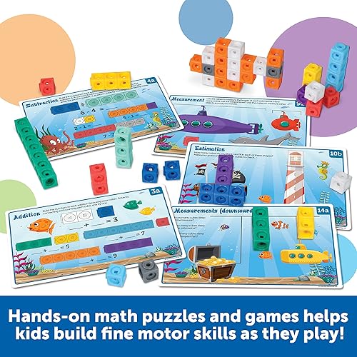 Miniatura 15 de Learning Resources MathLink Cubes - Juego de actividades de matemáticas preescolares – Artículos imprescindibles para el aula, suministros escolares