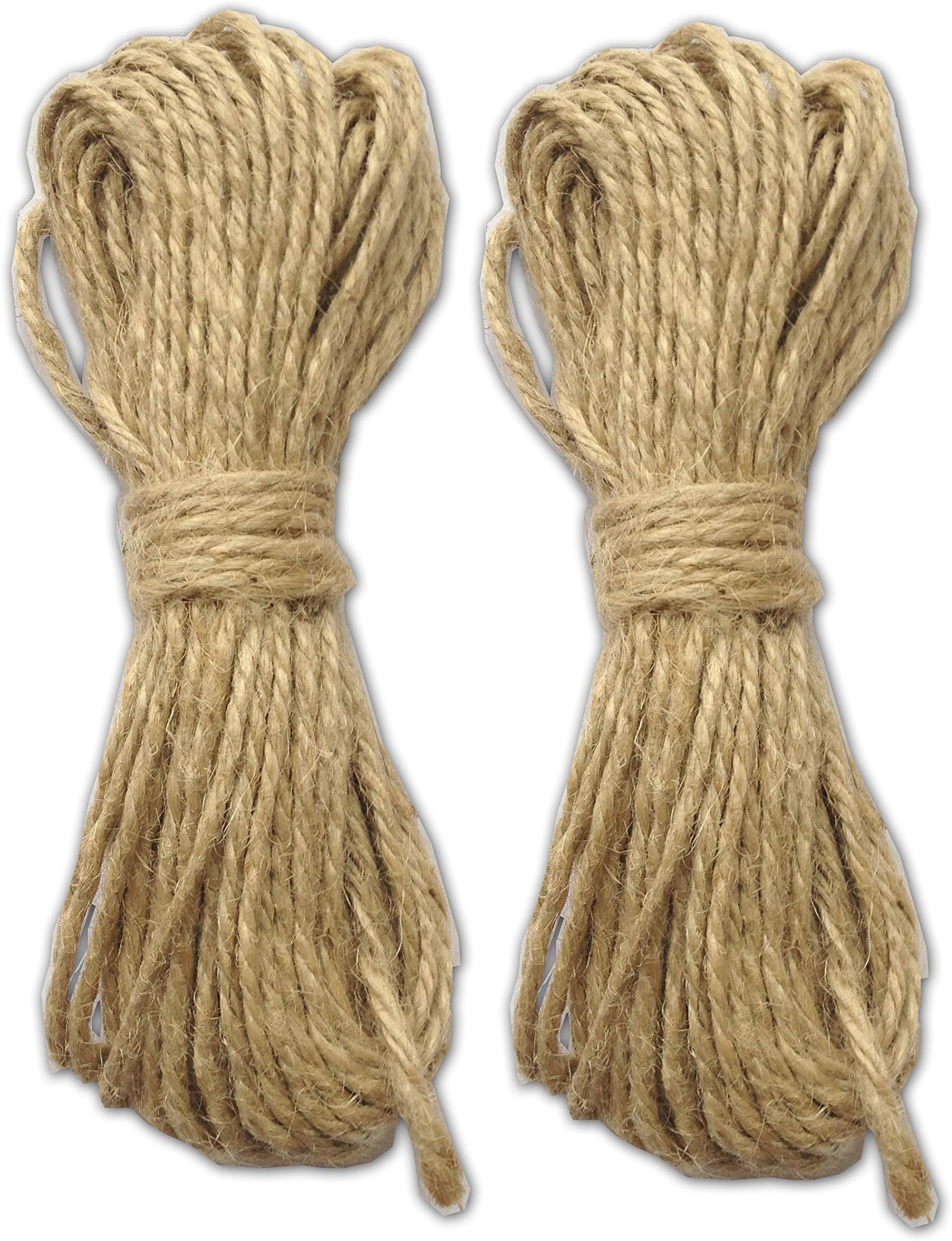 LWR CRAFTS Jute Rope 2mm 45ft Per Pack (Pack of 2) (Natural)