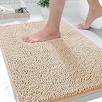 Vista 1 de Yimobra Tapetes de baño lavables, de chenilla súper suave y absorbente, para suelo y alfombra, de secado rápido, antideslizante, para bañera y Beige