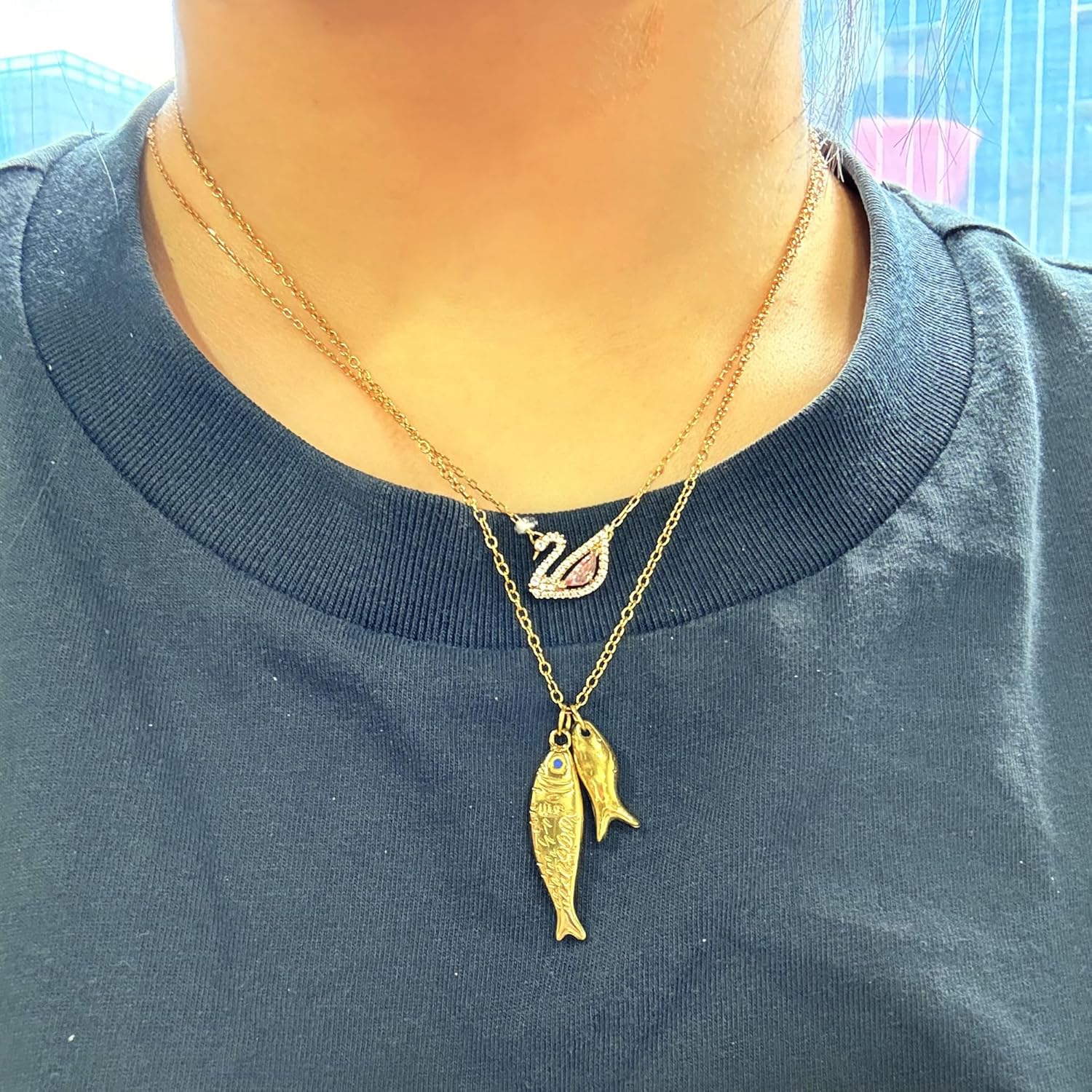 Gold Fish Pendant Necklace for Women Trendy Beach Charm Sardine Necklaces Dainty Summer Jewelry - Image 6
