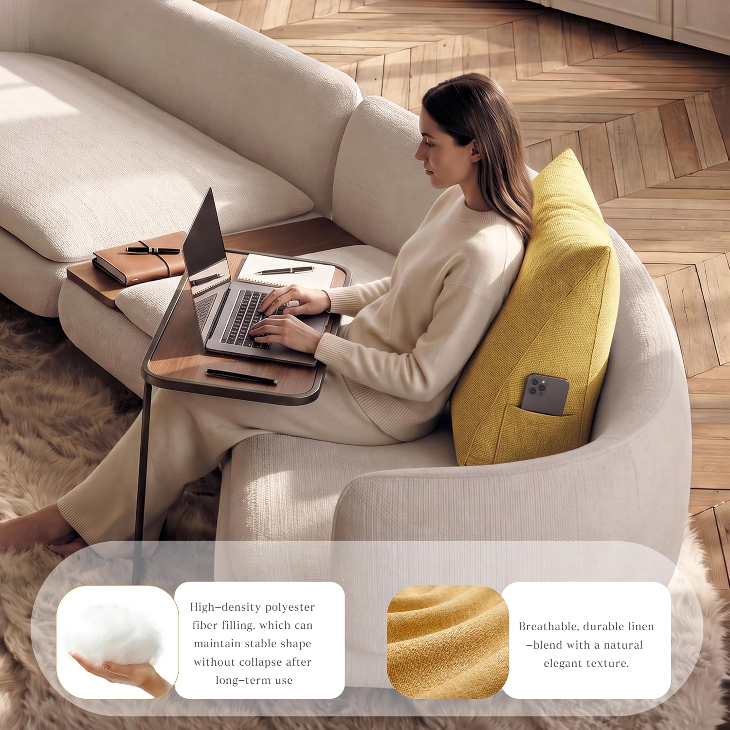 Wedge Pillow Headboard Reading Pillow for Bed and Sofa
